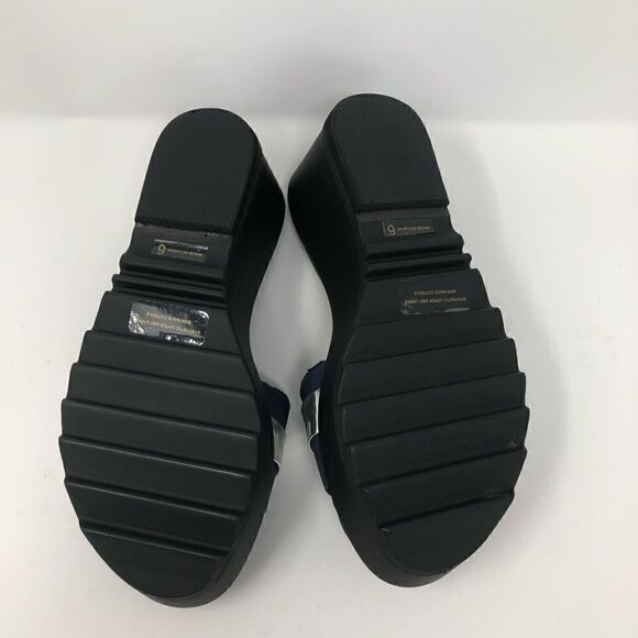 Callisto 8 NWOT Blue Silver Resort Vacation Platform Sandals Mules - Picture 3 of 5